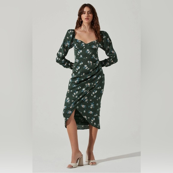 NWT ASTR the Label Floral Green Dress size M - Picture 1 of 5